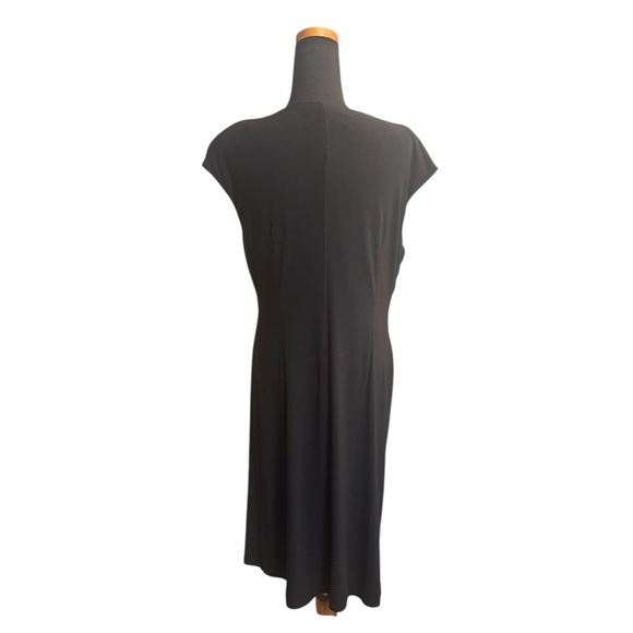 EVAN PICONE Black Label Women’s Size 12 Mock Wrap Black Jersey Dress Stretch EUC - Picture 6 of 12